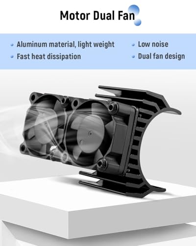 VXL-3s ESC Cooling Fan and Motor Dual Fan, Fit for 1/10 Traxxas Slash 4×4 VXL/Rustler 4X4 VXL/Stampede 4X4 VXL/Hoss 4×4 VXL/Velineon VXL 3s Cooling Fan, Black - color: Black