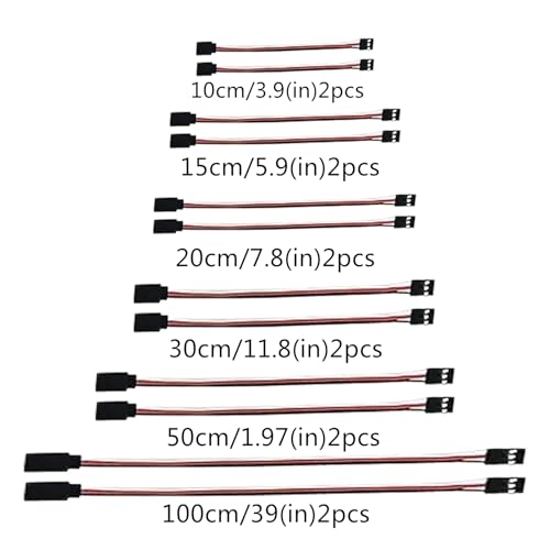 12Pieces Pieces 3-pin Servo Extension Cable Wire Cord Female to Male RC Servo Extension Cord Wire Connectors for Servo Extension Connection Control Board Remote Control Parts(6 Sizes)