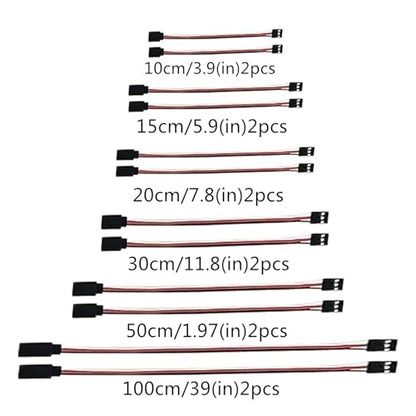 12Pieces Pieces 3-pin Servo Extension Cable Wire Cord Female to Male RC Servo Extension Cord Wire Connectors for Servo Extension Connection Control Board Remote Control Parts(6 Sizes)