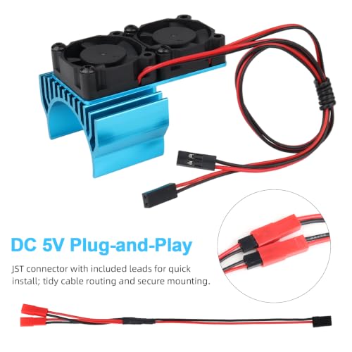 RC Motor Heatsink with Dual Fan for Traxxas Velineon Motor & VXL‑3s ESC 15,000 RPM High‑Flow, Aluminum Bracket