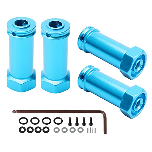 Pack of 4 Aluminum 12mm Wheel Hub Hex Adapters 30mm Extension Offset Upgrade Parts for Traxxas Slash 4x4 HQ 727 1/10 RC Short Course Truck, Blue - color: Blue
