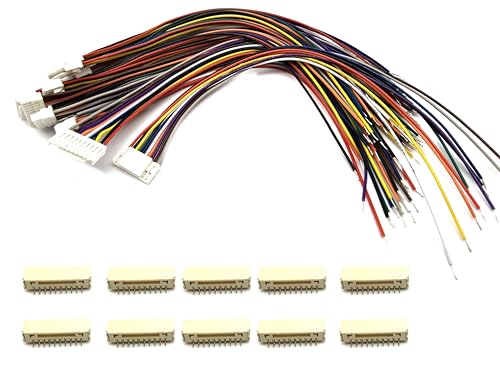 10Pairs Micro JST GH 10Pin 1.25mm Male Female Connector, GH1.25 Terminal Connector Wire Cable 15cm 28AWG - size: 10Pin