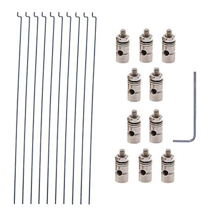 20PCs Adjustable Pushrod Connector Linkage Stopper DIA 1.3mm And 1.2 x 200mm/7.8Inch Steel Z Push Rods DIY Parts for RC Airplane Model Aircraft Boat