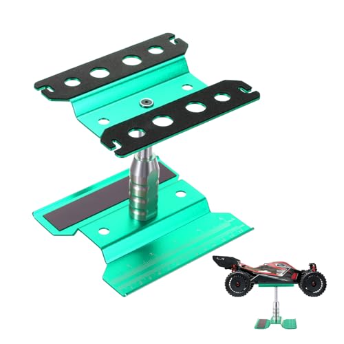 MECCANIXITY 1 Set RC Car Work Stand Lift Lower Aluminum Repair Workstation 360 Degree Rotation with Green Screw Tray and Screw Box for 1/8 1/10 1/16 Scale RC Car Crawler Truck Vehicle (Green) - color: Green