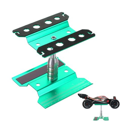 MECCANIXITY 1 Set RC Car Work Stand Lift Lower Aluminum Repair Workstation 360 Degree Rotation with Green Screw Tray and Screw Box for 1/8 1/10 1/16 Scale RC Car Crawler Truck Vehicle (Green) - color: Green