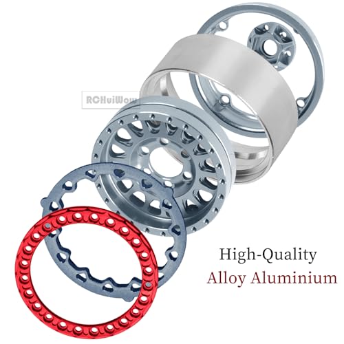 RC 1.9" Beadlock Wheels and Tires for 1/10 RC Crawler SCX10 90046 AX103007 TRX4 TRX6 VS4-10 Red cat Gen8 7 MST CFX RC 4WD D90,Dually 1.9 Beadlock Wheels Aluminum Rims Rubber Tires,Titanium - color: Titanium(4pcs)