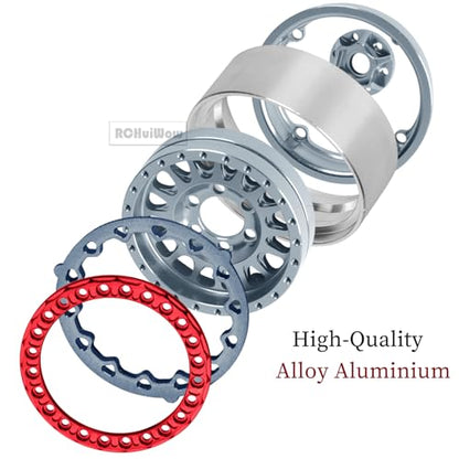 RC 1.9" Beadlock Wheels and Tires for 1/10 RC Crawler SCX10 90046 AX103007 TRX4 TRX6 VS4-10 Red cat Gen8 7 MST CFX RC 4WD D90,Dually 1.9 Beadlock Wheels Aluminum Rims Rubber Tires,Titanium - color: Titanium(4pcs)