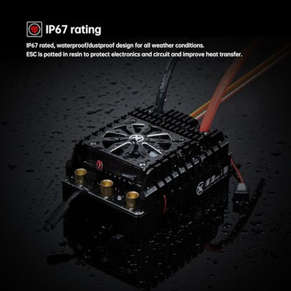 XC E3Pro Sensored Electric Brushless Motor Controller for RC Car, 6-12S Lipo,400A Continuous Current,10-25A、6.0/7.4/8.4V BEC,Applicable to 1/5,Support Turbo Timing and APP Control - size: E3Pro