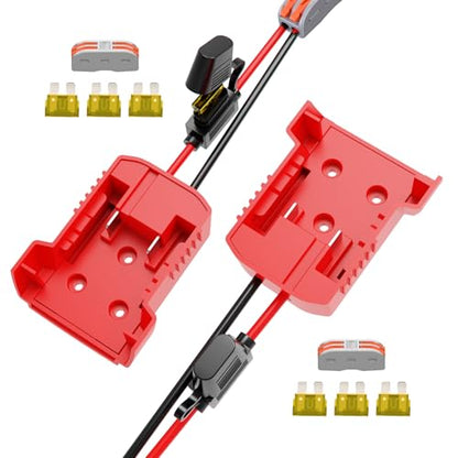 2 Pack Milwaukee M18 18V Battery Adapter Kit with Fuses, 12AWG Wiring Converter Kit for Power Wheels, DIY RC Cars & Robotics - Convert 18V Tool Battery to Kids Ride-On Toys Truck - size: 2 Pack