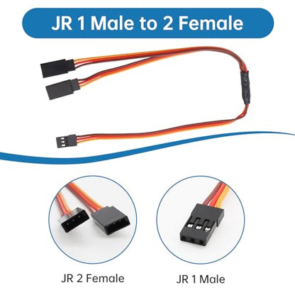 12Pcs 60-Core Servo Extension Cable and Y Harness Splitter Kit | Fit for RC Cars Trucks Airplanes Servo Receiver Connection.Include 15 cm and 30 cm JR Y harnesses,15 cm and 30 cm servo cable