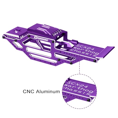 SCX24 Warthog LCG Chassis Kit, Aluminum Roll Cage Frame | 1/24 RC Crawler Buggy Scale Appearance Chassis, Compatible with Gladiator Bronco C10 JLU Models Custom Builds Upgrades - color: Purple, size: with Lettering
