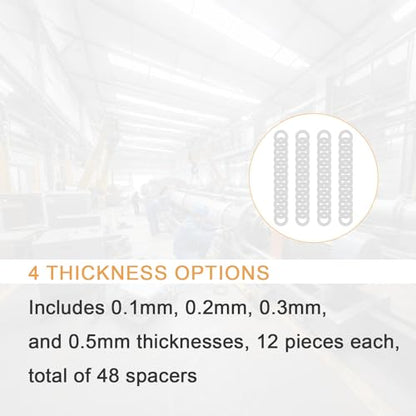 M8x14mm Precision Shim Washers for Robotics, 48 Pcs 304 Stainless Steel | 0.1, 0.2, 0.3 and 0.5mm, 12 pcs each, thin spacers for M8 bolts, electronics, mechanical projects and component alignment - size: M8X14