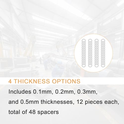 M8x14mm Precision Shim Washers for Robotics, 48 Pcs 304 Stainless Steel | 0.1, 0.2, 0.3 and 0.5mm, 12 pcs each, thin spacers for M8 bolts, electronics, mechanical projects and component alignment - size: M8X14