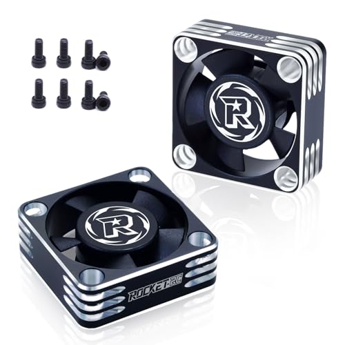 2Pack 30mm RC Motor Fan 28000RPM ESC Cooling Fan for RC Car 1/8 1/10 1/12 Scale 540 550 Brushless Motor (Black Silver) - style: 2pack 30mm Black Silver
