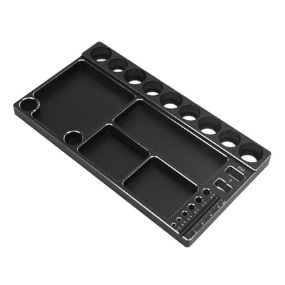RiToEasysports RC Screwdriver Tool Storage Rack Magnetic Screw Tray Aluminum Alloy with 4pcs Magnetic Pads for RC Cars Airplanes Helicopters Repair (Black) - color: Black