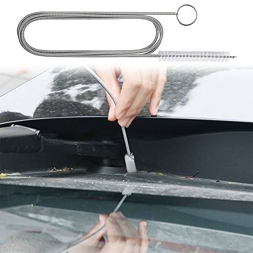 OFBAND 60" Extended Sunroof Drain Cleaning Tool - Stainless Steel 90°Flexible Drain Brush with Soft Nylon Wool for Drainage Pipes Cleaning - Car Detailing Kit Interior Cleaner