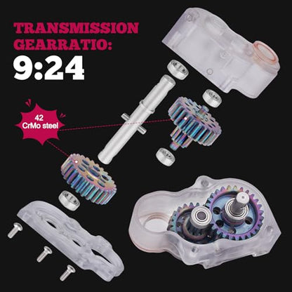 HobbyPark LCG Complete Transmissions Gearbox for 1/10 RC Crawler SCX10 SCX10 II | Low Center of Gravity, Lightweight Design, Hardened Steel Gears | Ideal for Custom LCG Builds (Transparent) - color: Transparent