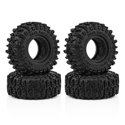 0.7 RC Crawler Tires OD 1.57" 1/30 Super Soft Rubber All Terrain Tyres For 1:30 1/32 Rock Mud Crawler Car Axial SCX30 Upgrades Parts 0.7" inch Beadlock Wheels Rims 4PCS