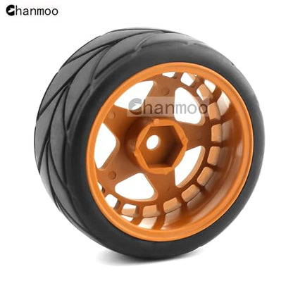 1/10 RC On Road Tires and 12mm Hex Hard Plastic Wheels Rims Rubber Drift Tyres for 1:10 Rally Racing Car Tamiya XV01 XV02 TA06 TT01 TT02 PTG2 144001 A959 HPI KYOSHO 4PCS (Brown B) - color: Brown B