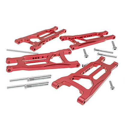 4-Pack Alloy Front&Rear Suspension Arms for Traxxas 1/10 4X4 Slash, Stampede, Rustler 4WD VXL-Replaces Part 3655 - color: Red