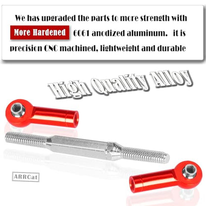 Upgrade Parts Turnbuckles Camber Links for 1/10 Slash/Rustler/Hoss/Stampede 2WD 4WD 4X4 RC Truck, Aluminum Adjustable Turnbuckles,Replace 3644 3745 1935,Red