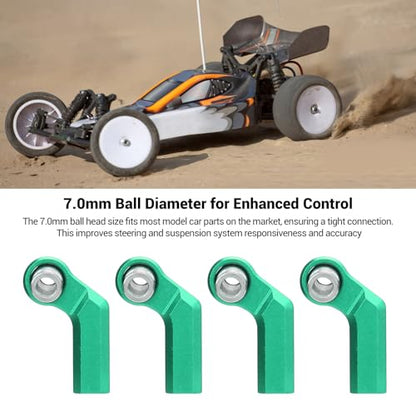 Pilipane RC Link Rod End Alloy M4 Curved CW 7mm Ball Joint Head Set Durable Upgrade Parts for 1/10 Scale Model Cars 4 Pieces with Nuts (Green) - color: Green
