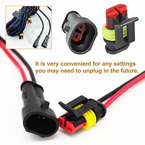 20 Kit 2 Pin Connector Automotive Waterproof 2 Wire Connector with Crimper | Twippo 22-16 AWG Two Pin Male Female Electrical Wire Connectors Kit Quick Disconnect Plug Terminals with Crimping Tool - color: 2pin/20kit With Crimper