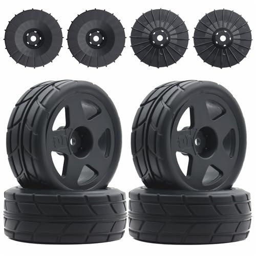66mm 4PCS 1/10 RC On-Road tires and Hard Plastic wheels set Hex 12mm For WRC Drift Car Conversion 1/10 RC On-Road Car Traxxas Tamiya FW06 TT02 HPI HSP 94122 Kyosho%T065 (black) - color: black
