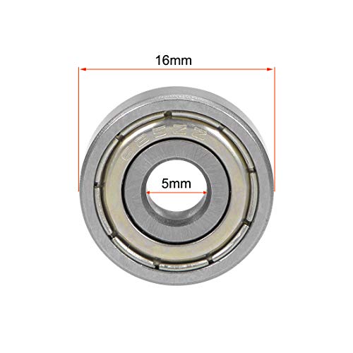 uxcell 625ZZ Deep Groove Ball Bearing 5x16x5mm Double Shielded Chrome Steel Bearings 5-Pack - size: 5mmx16mmx5mm