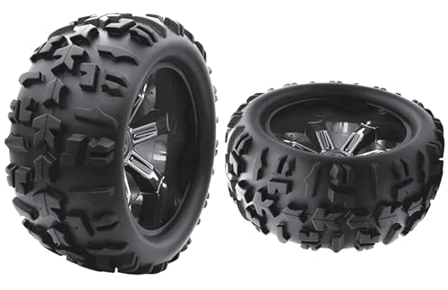 RC Monster Truck Tires and Wheels 17mm Hex Pre-Glued Set with Foam Inserts for 1/8 Arrma Kraton 1/10 Maxx E-Revo (4Pcs)