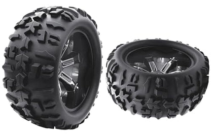 RC Monster Truck Tires and Wheels 17mm Hex Pre-Glued Set with Foam Inserts for 1/8 Arrma Kraton 1/10 Maxx E-Revo (4Pcs)