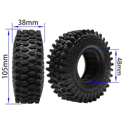 ShareGoo RC 1.9" Crawler Tires Rubber Mud Tires OD 105mm Compatible with Axial SCX10 Redcat Gen8 D90 Traxxas TRX4 MST 1/10 RC Crawler Car (105 * 38mm) - size: 105 * 38mm