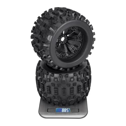 17mm Hex RC Wheels and Tires 2PCS RC Truck Buggy Preglued Tires Wheels for 1/8 1/10 Scale Arrma Kraton Notorious Outcast Typhon 6S 4S 3S Traxxas Maxx T Maxx Sledge Revo Upgrade Parts