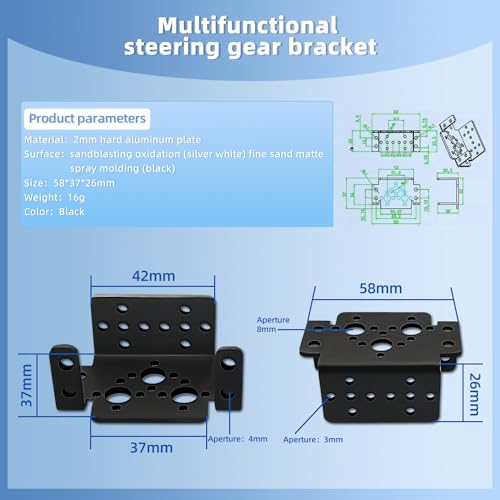 5Set Pan Tilt Servo Mount Bracket for MG995 MG996R S3003 U/L Shaped | Fits multiple servo models. Ideal joint accessory for humanoid robots, robotic vehicles and model boats assembly - style: 5 Sets Servo Bracket