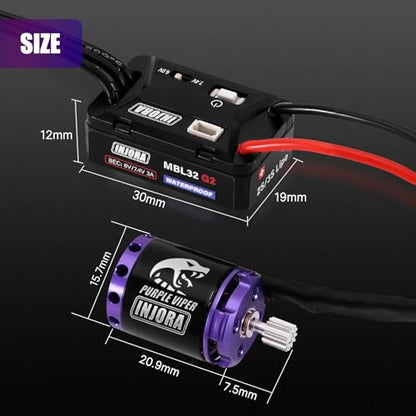 INJORA MBL32 G2 Brushless ESC & 1721 Purple Viper Motor for 1/24 SCX24