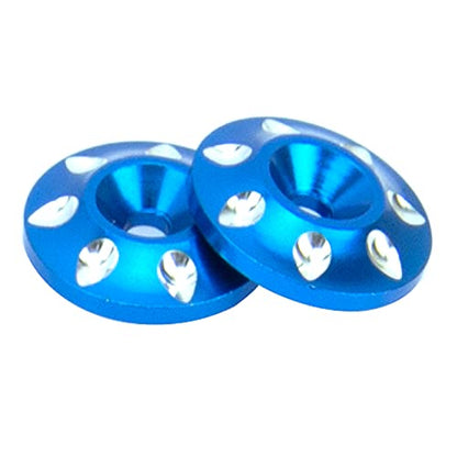 2Pcs Vgoohobby RC Metal Rear Wing Buttons Gasket,Universal Rear Fixed Tail Protection Spacer for 1/10 RC Off Road Short Truck Buggy Racing Car (Blue) - color: Blue
