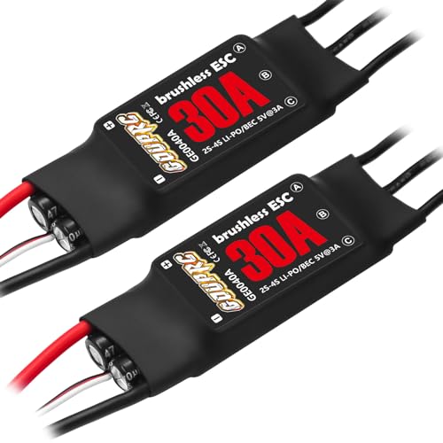 GOUPRC 30A Brushless ESC 2-3S Electric Speed Controller with 5V/2A BEC & XT60 Plugs for Drone Helicopter Fixed Wing DIY RC Multi-axis Aircraft (2PCS) - style: 30A*2