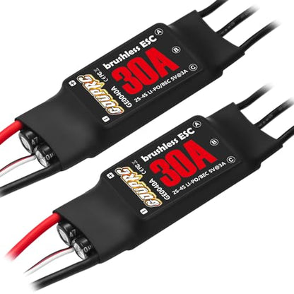 GOUPRC 30A Brushless ESC 2-3S Electric Speed Controller with 5V/2A BEC & XT60 Plugs for Drone Helicopter Fixed Wing DIY RC Multi-axis Aircraft (2PCS) - style: 30A*2