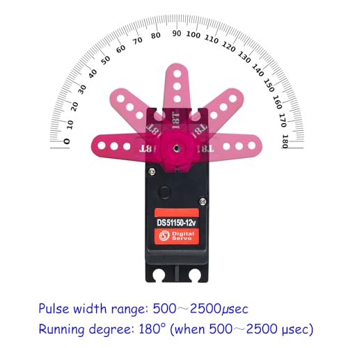 150KG DS51150 Digital Servo Full Metal Gear RC Servo 180 Degree Waterproof IP67 12V with 18T Servo Arm for Baja Car 1/5 RC Car - size: 180 Degree