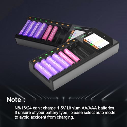 Fast Battery Charger for AA AAA NiMh/NiCd/NiZn Rechargeable Batteries, Smart Mini Z Charging Station with LCD Display, Discharge/Activation/Analyzer, Adjustable Current (16-Bay) - size: 16-bay