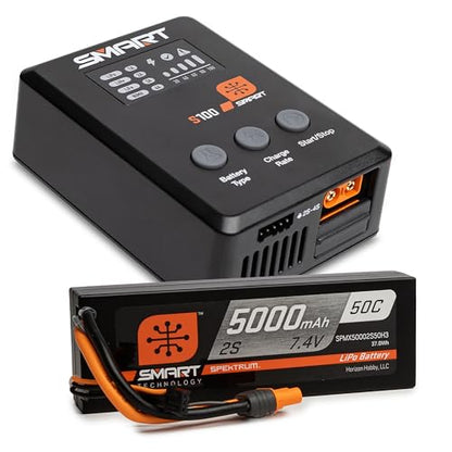 Spektrum Accessories Smart Powerstage Surface Bundle: 5000mAh 2S 50C LiPo Battery (IC3) / 100W S100 Charger, SPMX-1031