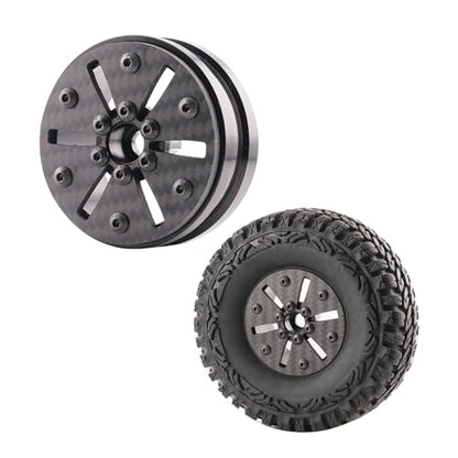Beadlock Wheel Rims 4PCS 1.9" Upgraded Carbon Fiber Aluminum Wheel Hub Compatible with 1/10 RC Crawler Gen8 TRX-4 Axial VS4-10 Capra SCX10 RC Car Accessories (Patten C) - color: Patten C