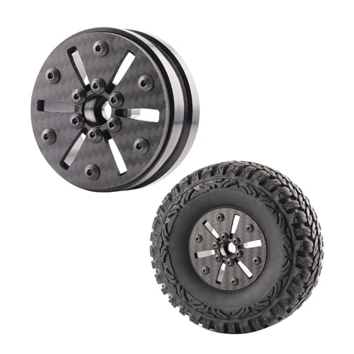 Beadlock Wheel Rims 4PCS 1.9" Upgraded Carbon Fiber Aluminum Wheel Hub Compatible with 1/10 RC Crawler Gen8 TRX-4 Axial VS4-10 Capra SCX10 RC Car Accessories (Patten C) - color: Patten C