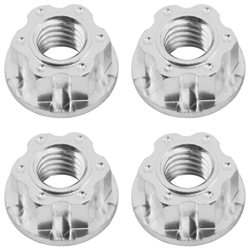 4Pcs Hexagonal Nuts, M4 Aluminum Alloy RC Wheel Hex Nuts Compatible with HSP Sakura D3 D4 1/10 RC Car (Silver) - color: Silver