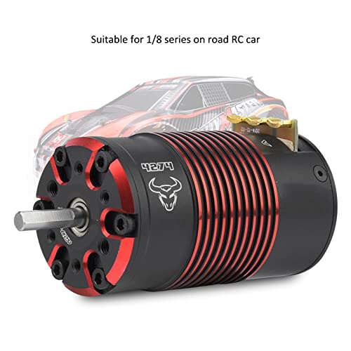 4274 V2 Brushless Sensored Motor, 4 Pole, High for 1/8 On Road RC Car, ABEC5 Bearing, CNC Machined Heatsink, Explosion Proof Rotor, Waterproof Design (1950kv)