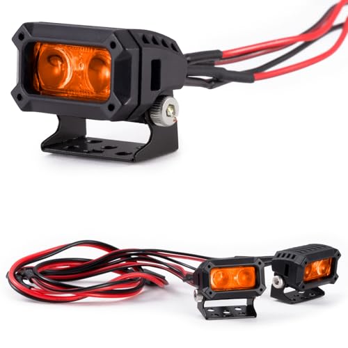 2pcs 18MM Square Led Light Headlight Spotlight for TRX-4 TRX6 SCX10 | 90046 D90 CC01 Wraith Redcat Gen8 1/10 RC Car Upgrade Parts Orange Lamp - color: Orange