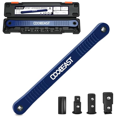 3/8" Offset Extension Wrench Impact Ready Socket Wrench Extender Tool（Blue） | Versatile 1/4",3/8", 1/2" Square Drive Adapters,Universal Extensions Wrench,0° Swing Extender,for Small Place - color: Blue