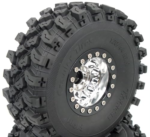RC 1.9 Beadlock Wheels Negative Offsets 8mm and Tires for 1/10 SCX10 SCX10 SCX10 Pro TRX4 TRX6 Gen7/8 RC Crawler Remote Control Car Upgrades Aluminum 1.9 Wheel Rims (Silver Black) DK - color: Silver Black