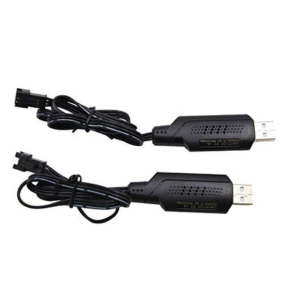 Blomiky 2 Pack 7.4V SM-3P Plug Charger Cable for 7.4V 2S 600mAh 900mAh 1200mAh 1300mAh 1500mAh Li-ion Battery/SM-3P USB 2