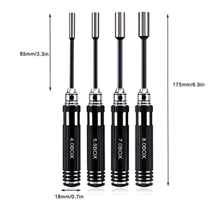 Drone Tool kit - 4Pcs Hex Nut Drivers Screw Driver - 4.0mm nut Driver 5.5mm 7.0mm 8.0mm Hexagonal Head Nut RC Socket Screwdriver for RC Model Helicopter Boat Cars